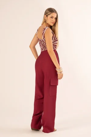 Body Késsia Bordô Estampado