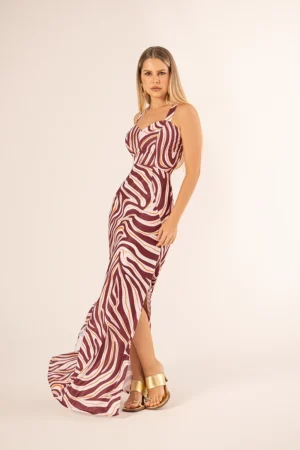 Vestido Ella Bordô Estampado