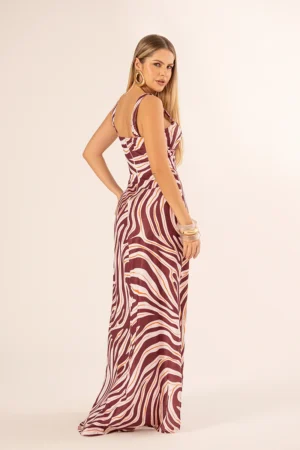 Vestido Ella Bordô Estampado