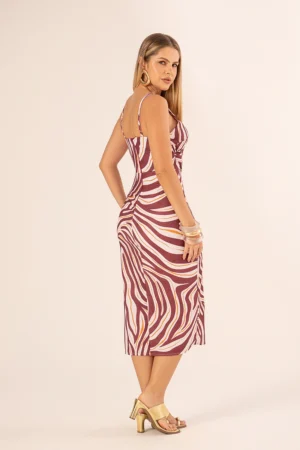 Vestido Ketly Bordô Estampado
