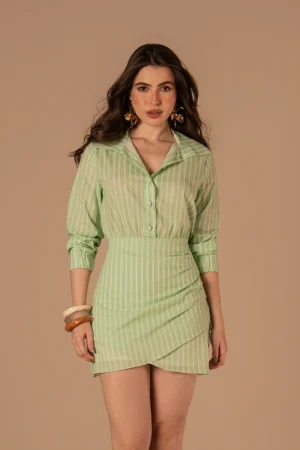 Vestido Amália Listrado Verde