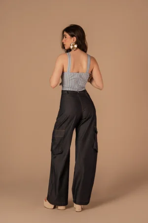 Calça Cargo Jeans Escuro