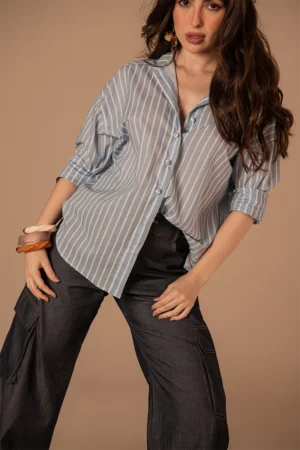 Camisa Valeska Listrado Azul