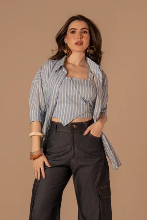 Camisa Valeska Listrado Azul