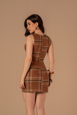 Conjunto Júlia Xadrez Marrom