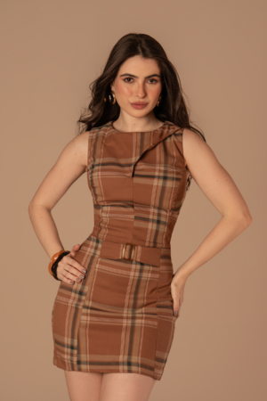 Conjunto Júlia Xadrez Marrom