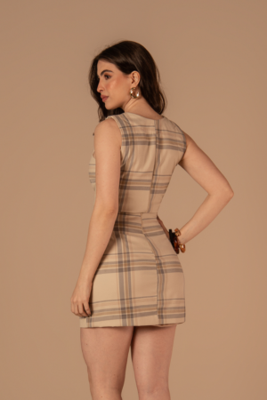 Conjunto Júlia Xadrez Bege