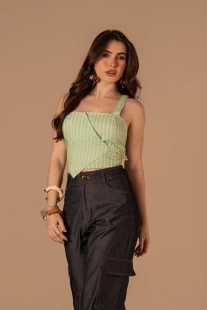 Cropped Grazi Listrado Verde