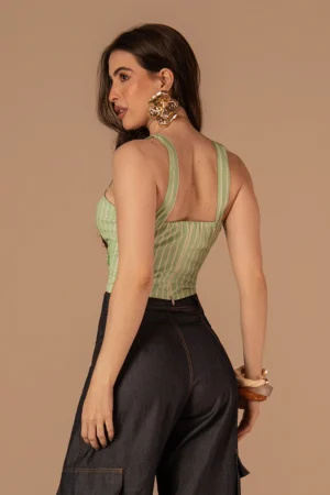 Cropped Grazi Listrado Verde
