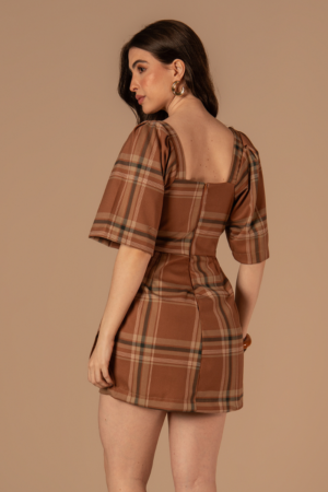 Vestido Sula Xadrez Marrom