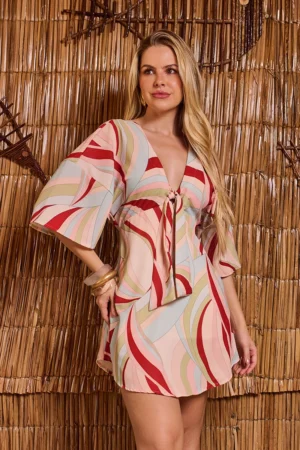 Vestido Laila Estampado Bege